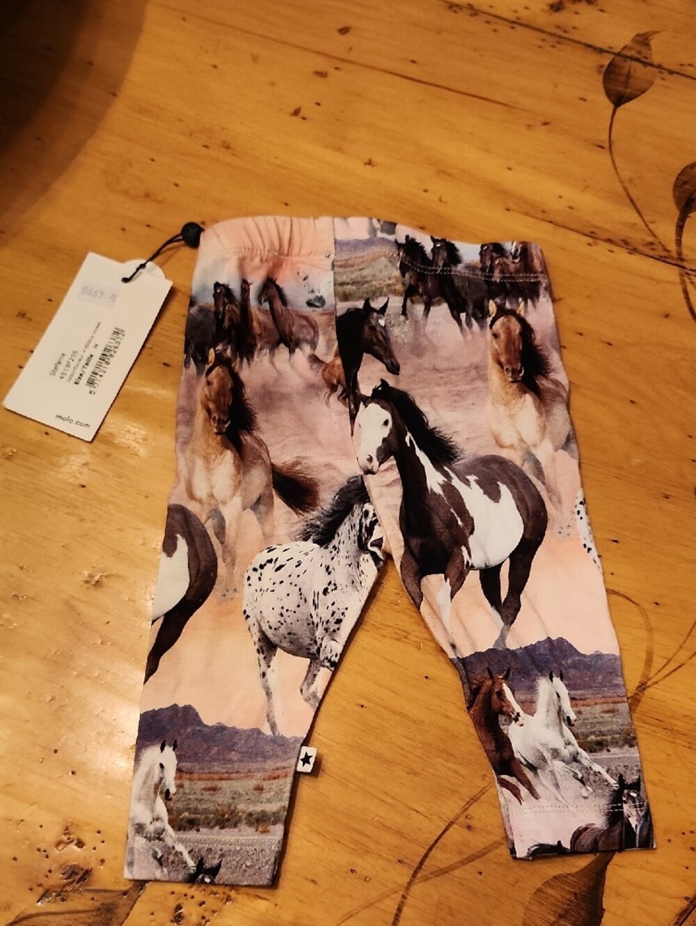 Molo Stephanie Wild Horses Horse Print Leggings in Pink and Brown Tones NWT - Picture 2 of 6